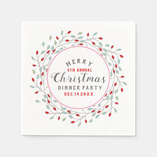 kerstbloemen met kerstfeestelijke Typografie Servetten (Voorkant)