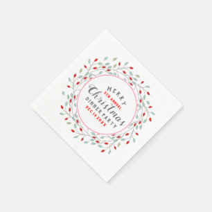 kerstbloemen met kerstfeestelijke Typografie Servetten