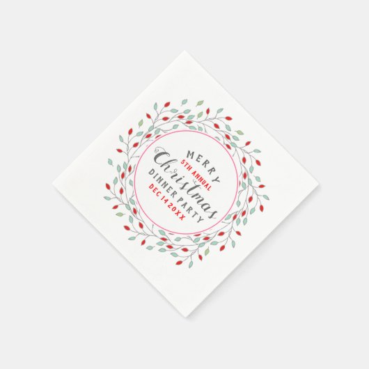 kerstbloemen met kerstfeestelijke Typografie Servetten (Hoek)