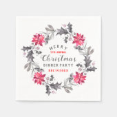 kerstbloemen met kerstfeestelijke Typografie Servetten (Voorkant)