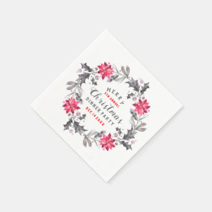 kerstbloemen met kerstfeestelijke Typografie Servetten