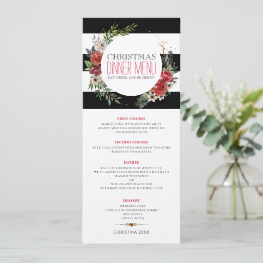 kerstbloemen, met klauw en strepen kaart (Staand voorkant)