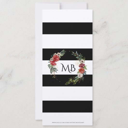 kerstbloemen, met klauw en strepen kaart (Achterkant)