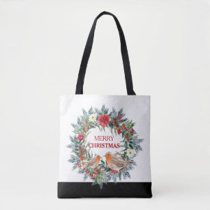 kerstbloemen met roodbaars tote bag