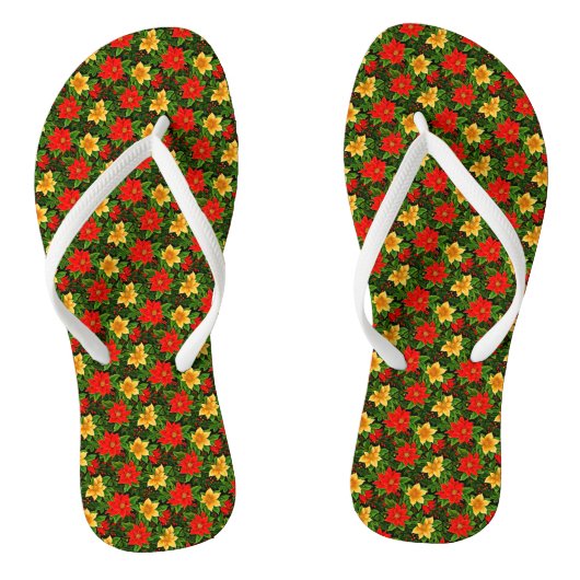 Kerstbloemen Naadloos Patroon-69956 Teenslippers (Voetbed)