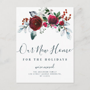 kerstbloemen nieuwe thuis verhuisbericht briefkaart