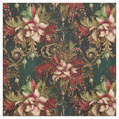 Kerstbloemen op groen stof (Swatch)