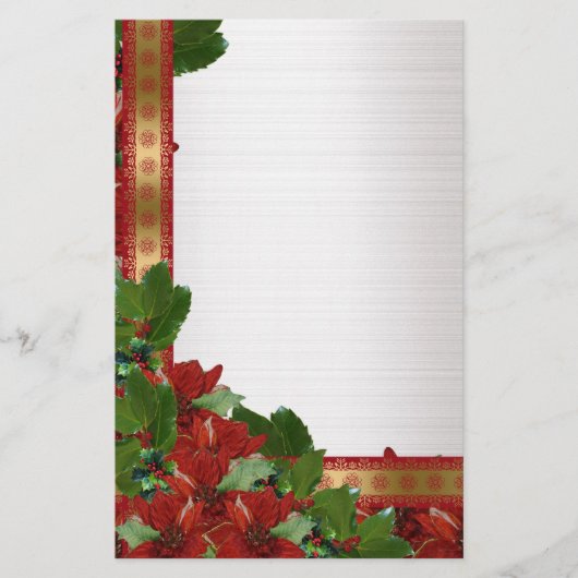 kerstbloemen op witte satijn Stationery Briefpapier (Voorkant)