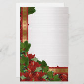 kerstbloemen op witte satijn Stationery Briefpapier (Voorkant / Achterkant)