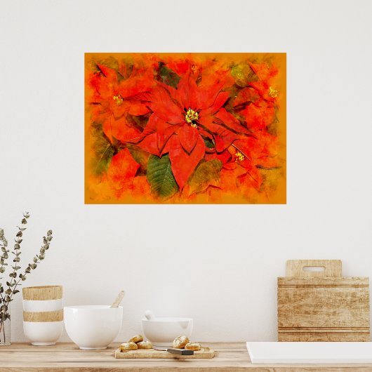 kerstbloemen poster (Keuken)