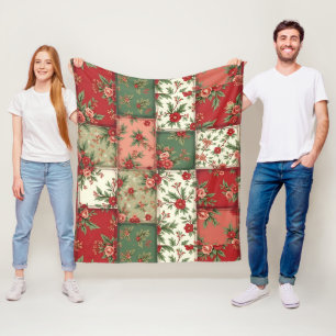 Kerstbloemen quiltpatroon geïnspireerd door vintag fleece deken