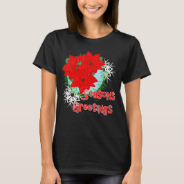 Kerstbloemen Rode Poinsettia-groeten T-shirt