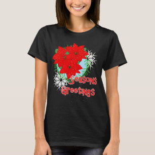 Kerstbloemen Rode Poinsettia-groeten T-shirt