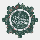 Kerstbloemen | Rood & Groen Botanisch Ornament Kaart (Voorkant)