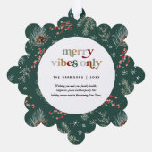 Kerstbloemen | Rood & Groen Botanisch Ornament Kaart (Achterkant)