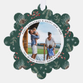 Kerstbloemen | Rood & Groen Botanische Foto Ornament Kaart (Voorkant)