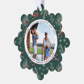 Kerstbloemen | Rood & Groen Botanische Foto Ornament Kaart (Links)