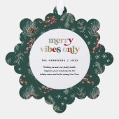 Kerstbloemen | Rood & Groen Botanische Foto Ornament Kaart (Achterkant)