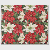 Kerstbloemen rood wit cadeaupapier (Vlak)