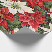 Kerstbloemen rood wit cadeaupapier (Hoek)