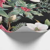 Kerstbloemen Rood Wit Poinsettias Zwart Cadeaupapier (Hoek)