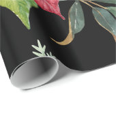 Kerstbloemen Rood Wit Poinsettias Zwart Cadeaupapier (Rol Hoek)