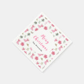 Kerstbloemen Roze Schaatsen Vrolijk Kerstfeest Servet (Hoek)