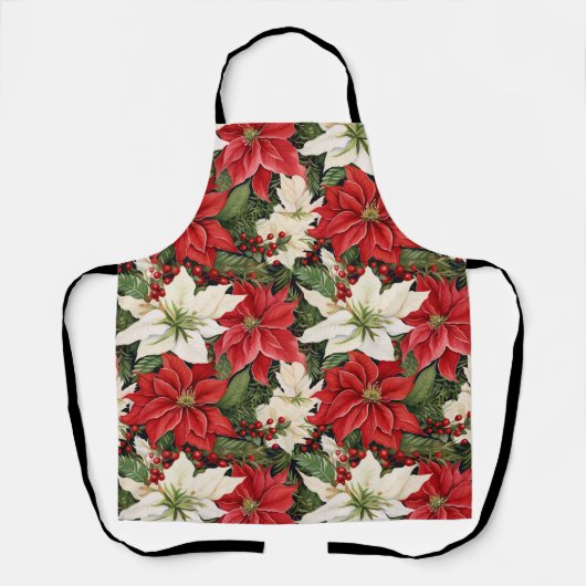 kerstbloemen schort (Voorkant)