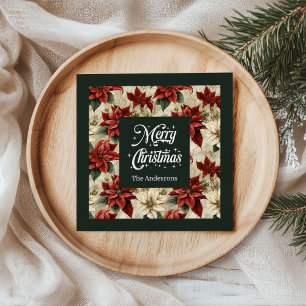 Kerstbloemen servetten Klassiek Rood Groen Bloesem