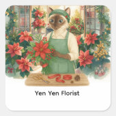 Kerstbloemen van Cat Florist Vierkante Sticker (Voorkant)
