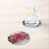 kerstbloemen van Poinsettia - Flor de Pascua Ronde Kartonnen Onderzetter (Insitu)