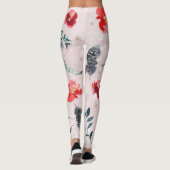 Kerstbloemen verlaten Boho-patroon Leggings (Achterkant)
