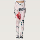 Kerstbloemen verlaten Boho-patroon Leggings (Voorkant)