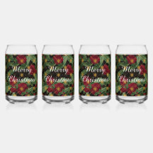 Kerstbloemenpatroon, Goud Rood Groen Zwart ,Wh