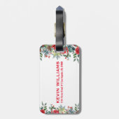 Kerstbloemenrand Bagagelabel (Achterkant verticaal)