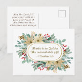 Kerstbloemstuk God zij dank Bijbelvers Briefkaart (Voorkant / Achterkant)