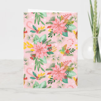 Kerstbloemstuk Merry & Bright Roze  Feestdagen Kaart