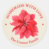 Kerstbloemstuk Met Liefde Gemaakt Ronde Sticker (Voorkant)