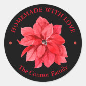 Kerstbloemstuk Met Liefde Gemaakt Ronde Sticker (Voorkant)