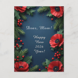 Kerstbloemstuk met Poinsettia's Briefkaart