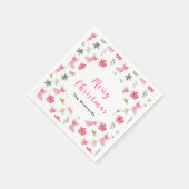 Kerstbloemstuk Roze Schaatsen Vrolijk Kerstfeest Servet (Hoek)