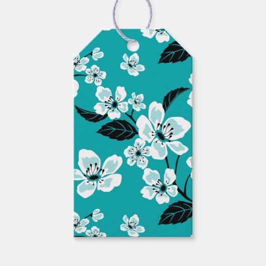 KERSTBLOESEM - SAKURA (TURKOOIS) GIFTKAARTEN CADEAULABEL (Voorkant)