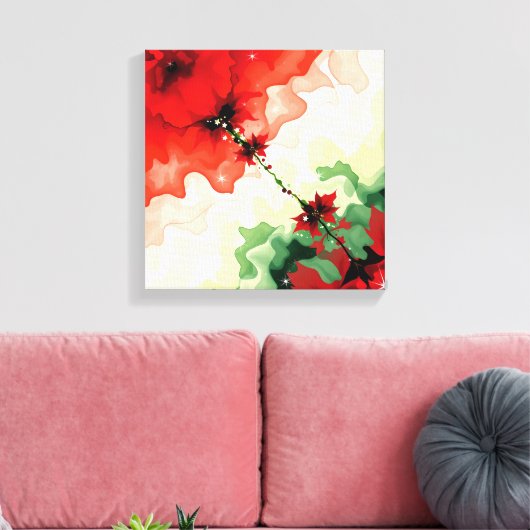 Kerstbloesfrequenties Premium Omwikkelde Canvas Afdruk (Insitu (Woonkamer))