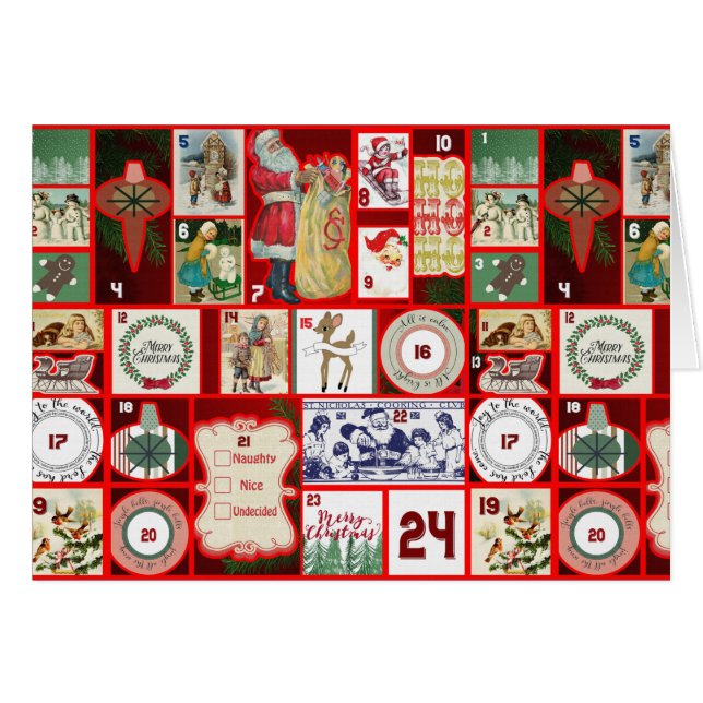 Kerstblok Advent Illustratie Vierkante Kunst (Voorkant Horizontaal)