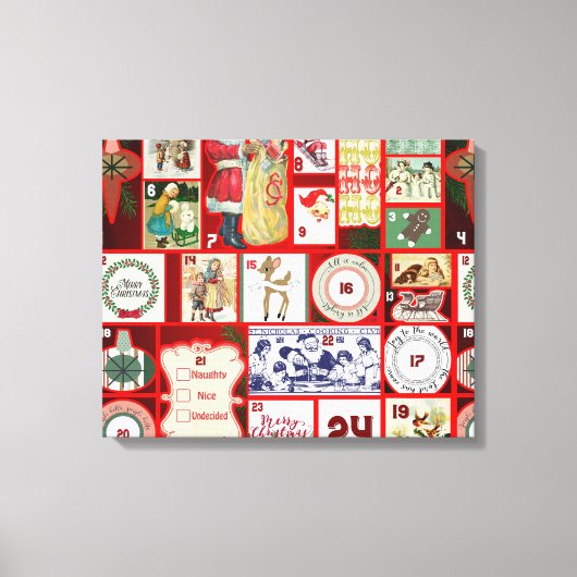 Kerstblok Advent Illustratie Vierkante Kunst Canvas Afdruk (Voorkant)