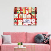 Kerstblok Advent Illustratie Vierkante Kunst Canvas Afdruk (Insitu (Woonkamer))