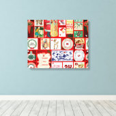 Kerstblok Advent Illustratie Vierkante Kunst Canvas Afdruk (Insitu (Houten vloer))