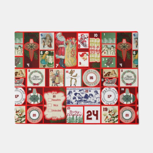 Kerstblok Advent Illustratie Vierkante Kunst Deurmat (Voorkant)