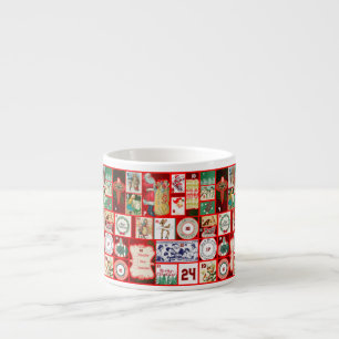 Kerstblok Advent Illustratie Vierkante Kunst Espresso Kop