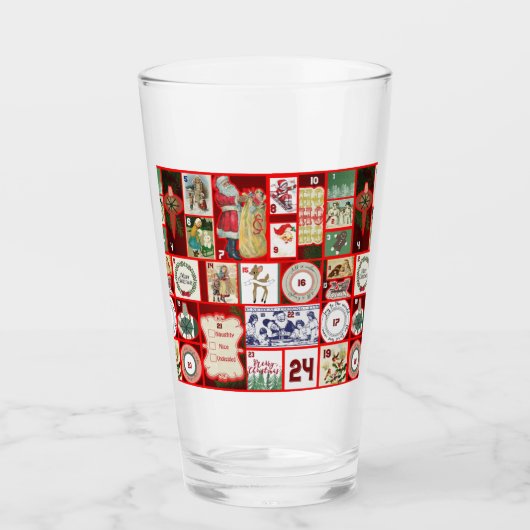 Kerstblok Advent Illustratie Vierkante Kunst Glas (Voorkant)